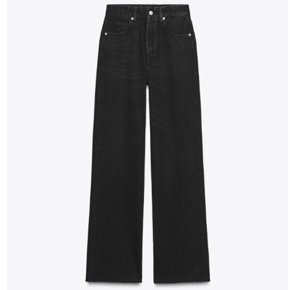 ZARA TRF HIGH RISE WIDE LEG JEANS - Picture 1 of 7